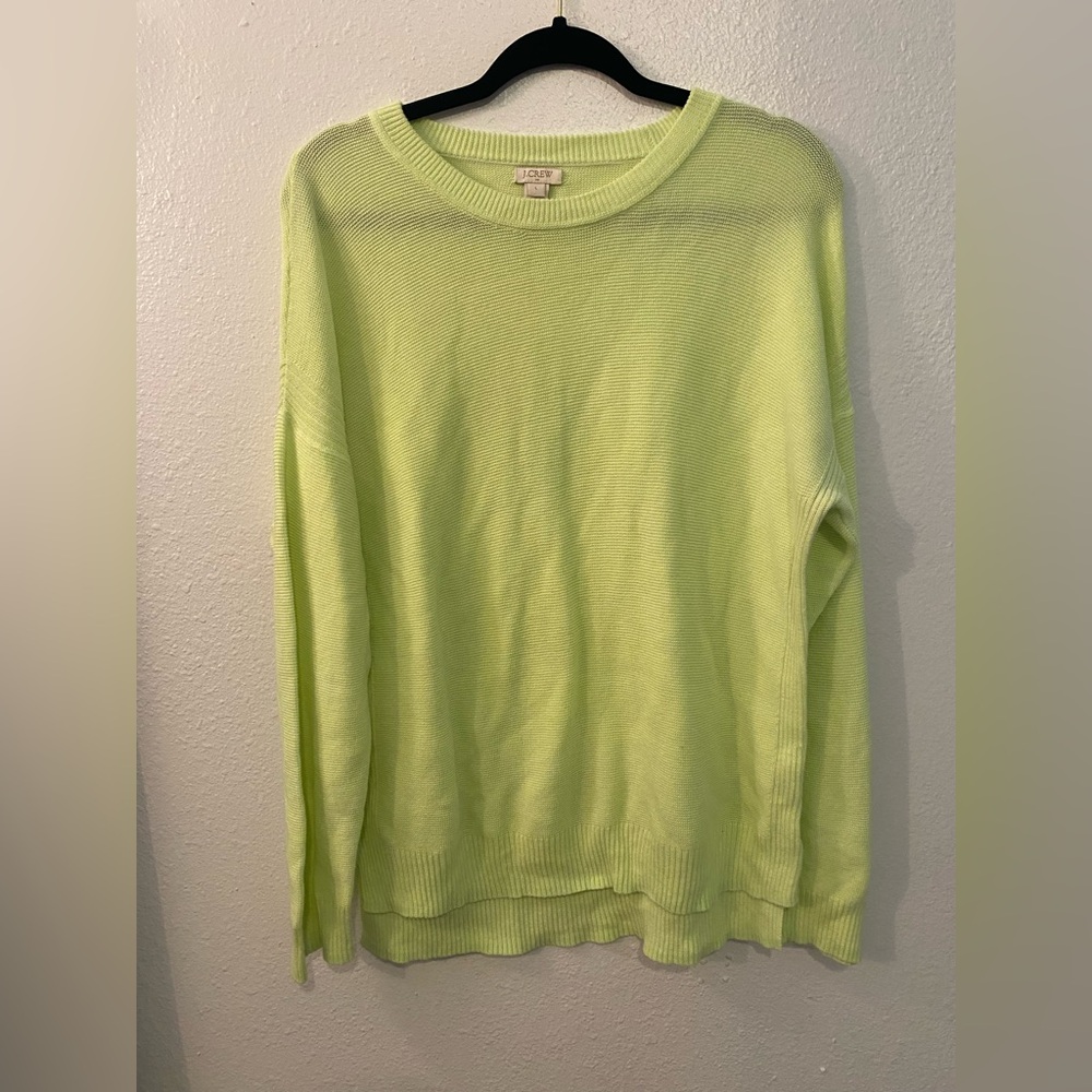 J. Crew Vibrant‎ Lime Pullover Sweater Size Large